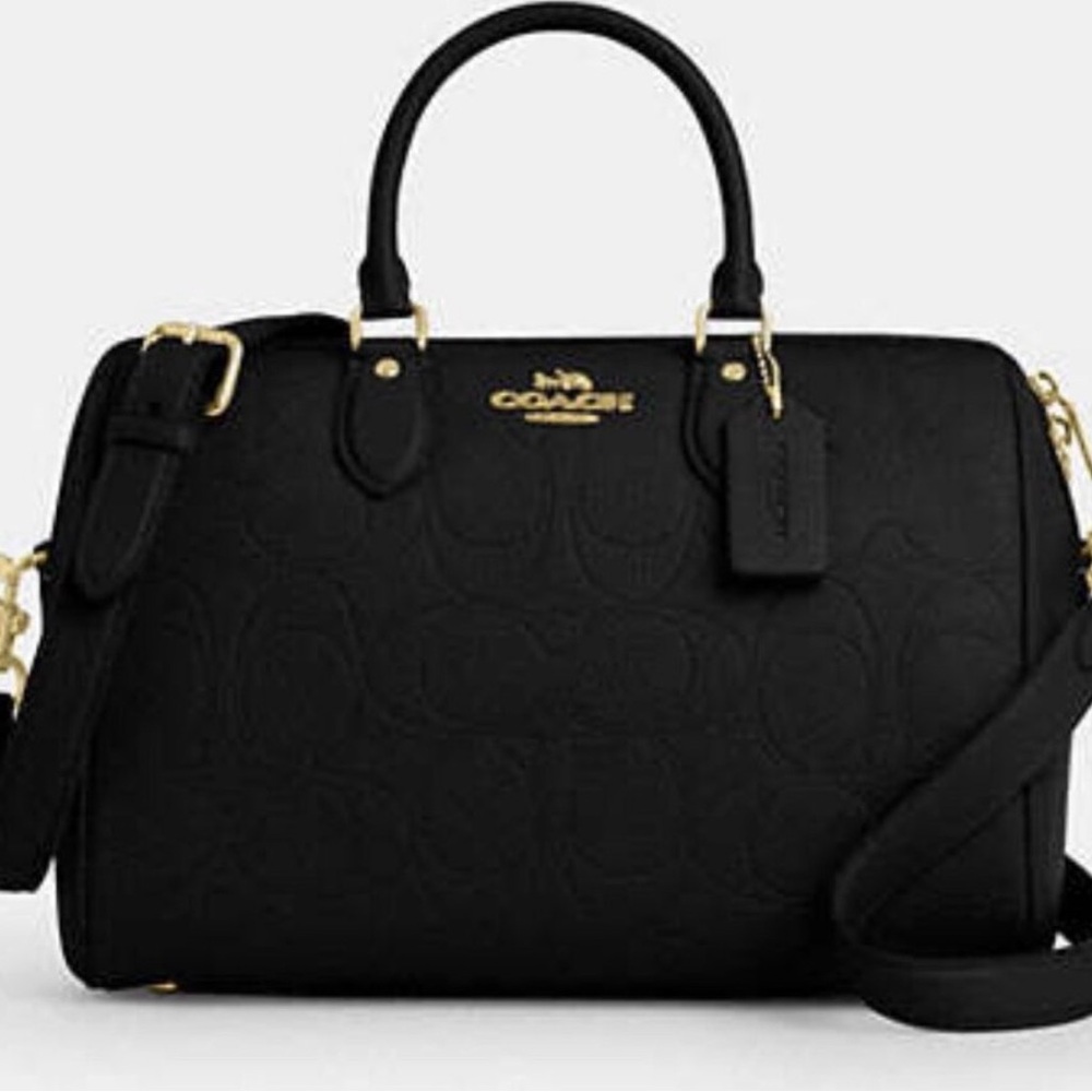 Coach Black Signature Leather Large Rowan - Picture 8 of 8